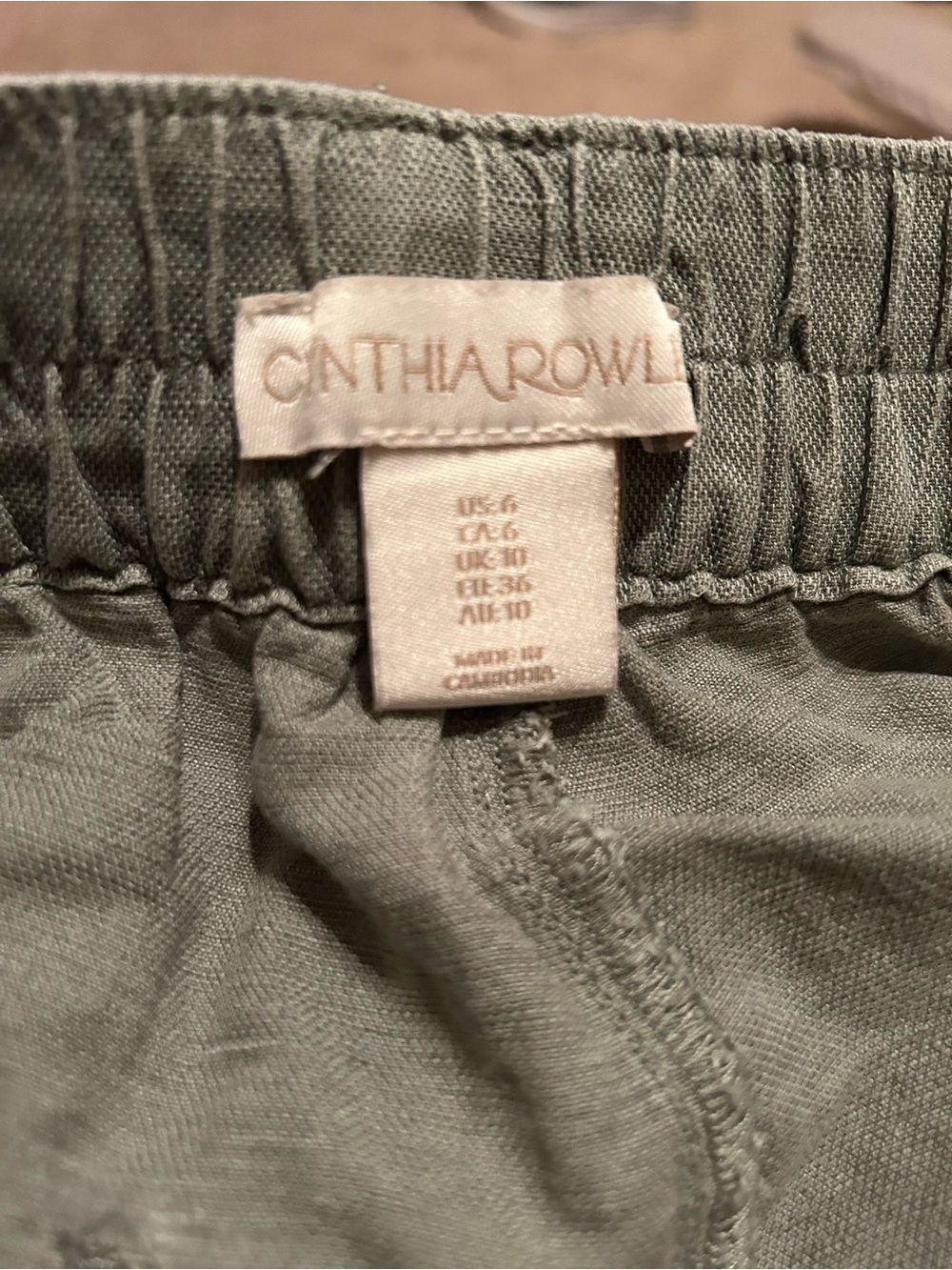 Casual Wide-Leg Utility Pants in Olive linen blend - size 6 - Picture 5 of 6